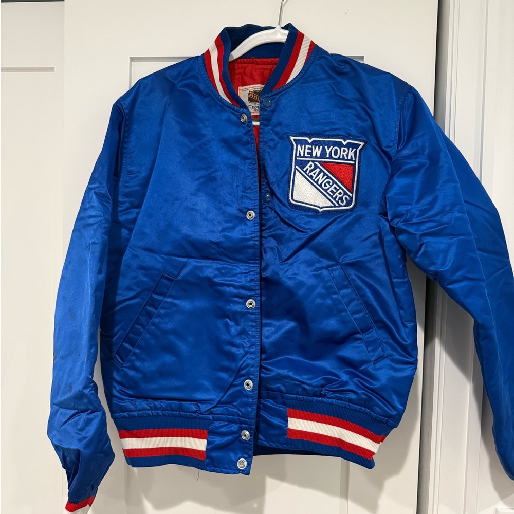 STARTER Red Lined Royal Blue NHL NEW YORK RANGERS Satin Jacket